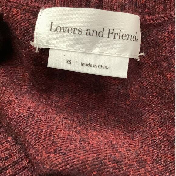 Lovers + Friends Mikael Sweater Burgundy Red V Neck Long Sleeve Oversized XS - Picture 10 of 12